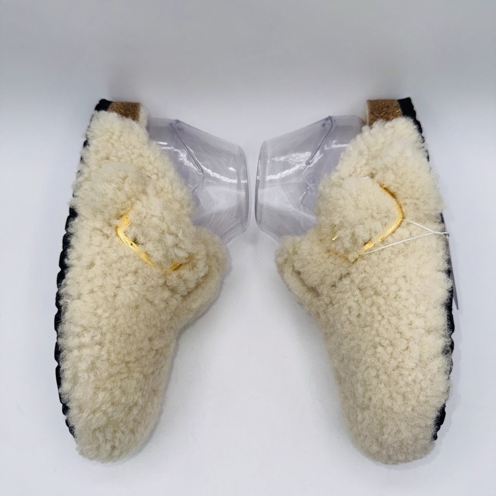 Birkenstock Boston Big Buckle Shearling Mules Women's Size 6 EU 37 Eggshell - Picture 6 of 16